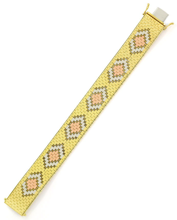Foto 4 - Breites Tricolor Armband mit feinem Guilloche Muster, K2707