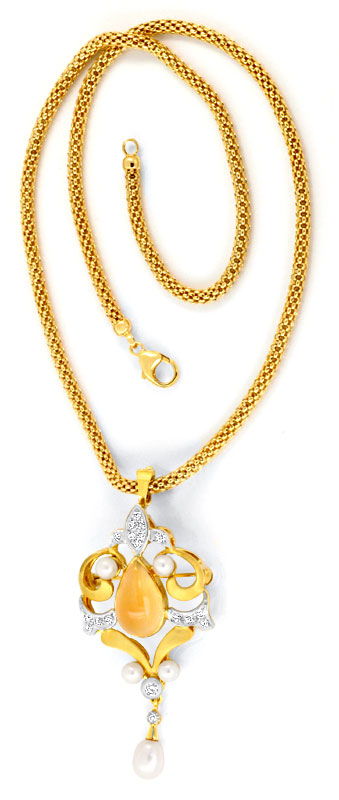 Foto 4 - Citrin Brillanten-Collier Brosche Goldkette Perlenkette, S3998