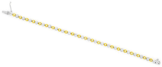 Foto 1 - Brillanten Tennis Memory Diamantarmband Gelb Weißgold, S4276