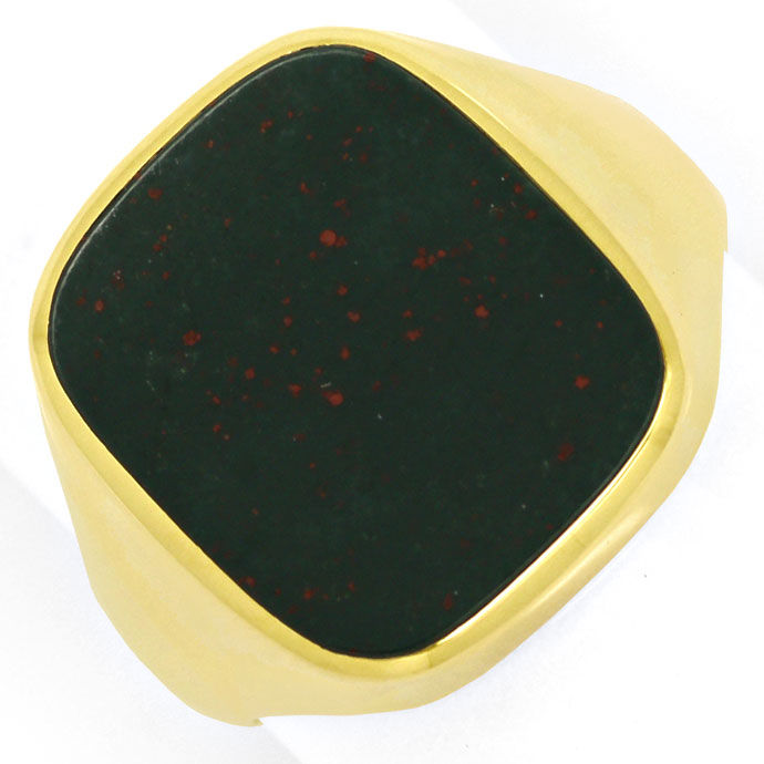 Foto 2 - Siegelring Herrenring mit grünem Jaspis in 18K Gelbgold, S9363